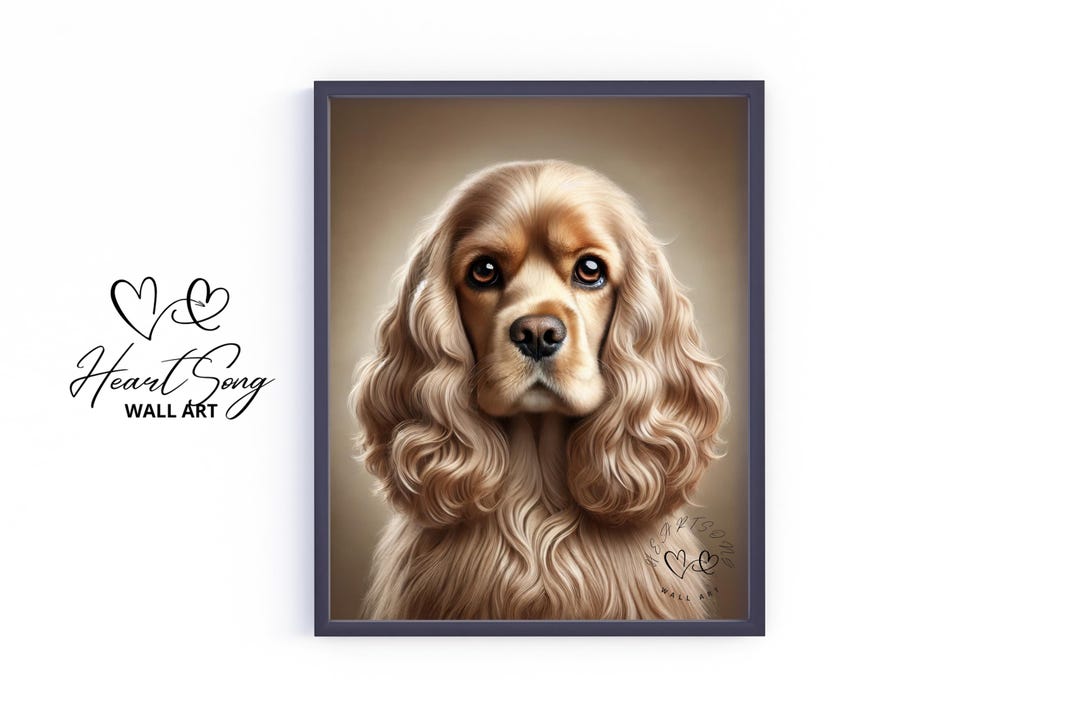 Cocker Spaniel Printable Dog Art Warm Vintage Pet Portrait Rustic ...