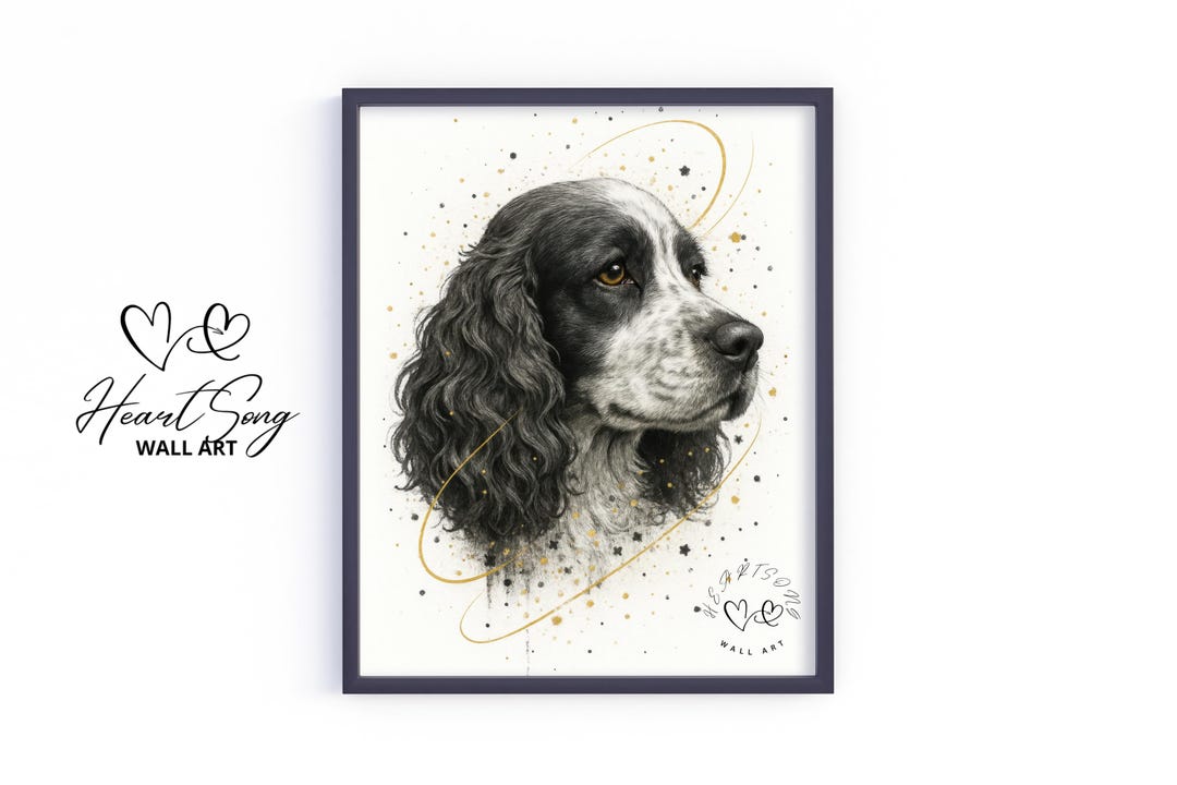 Cocker Spaniel Dog Printable Art - Vintage Splatter Dog Painting, Warm ...