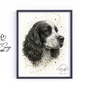 Cocker Spaniel Dog Printable Art - Vintage Splatter Dog Painting, Warm Rustic Decor, Earthy Portrait for Pet Lovers, Digital Print 800