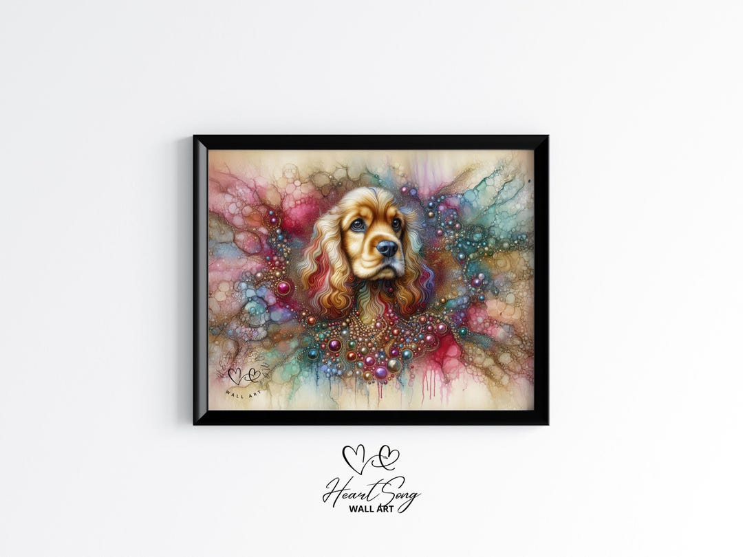 Cocker Spaniel Printable Dog Painting, Rustic Abstract Wall Art in ...