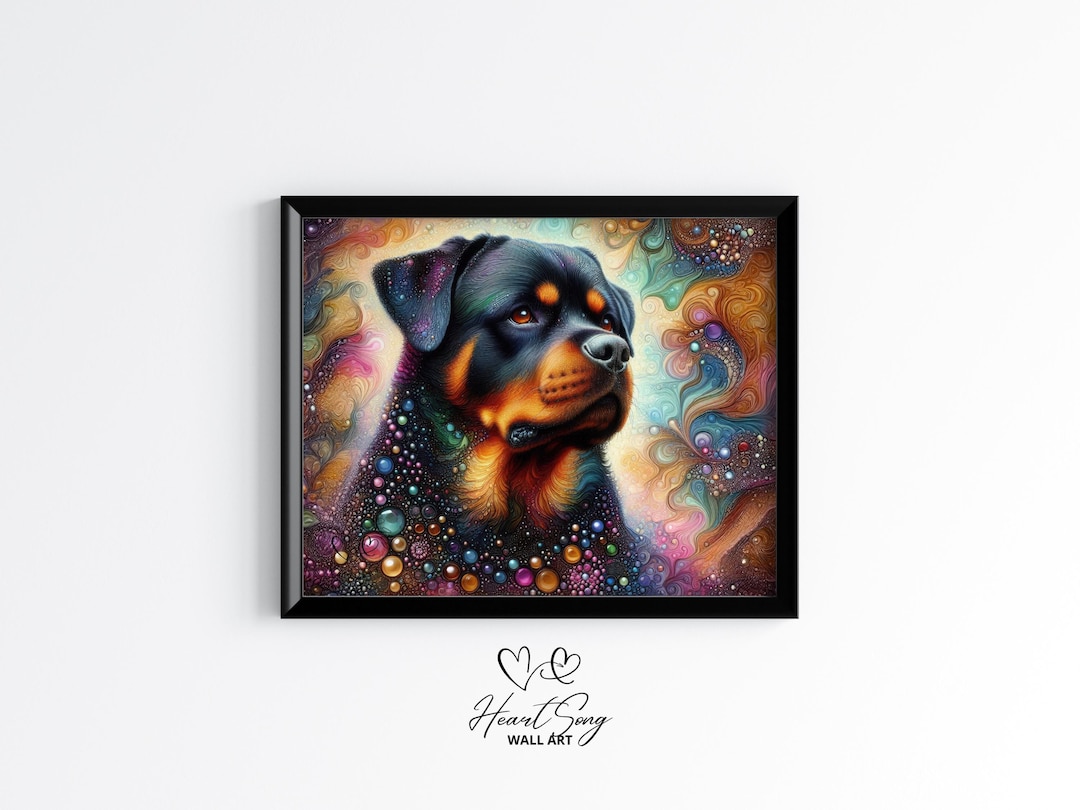 Rottweiler Printable Dog Painting, Rustic Abstract Wall Art With ...