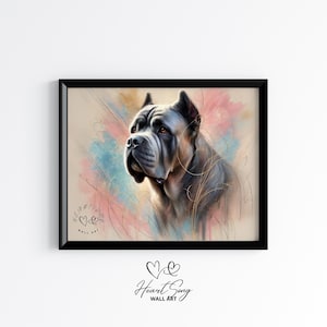 Cane Corso Watercolor Dog Art Moody Pet Portrait Printable Vintage Home Decor Warm Neutral Digital Painting Wall Print 566