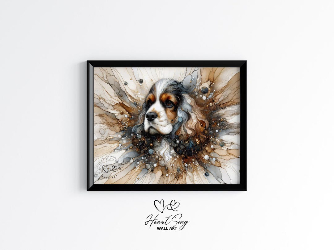 Cocker Spaniel Printable Dog Painting, Rustic Abstract Wall Art as an ...
