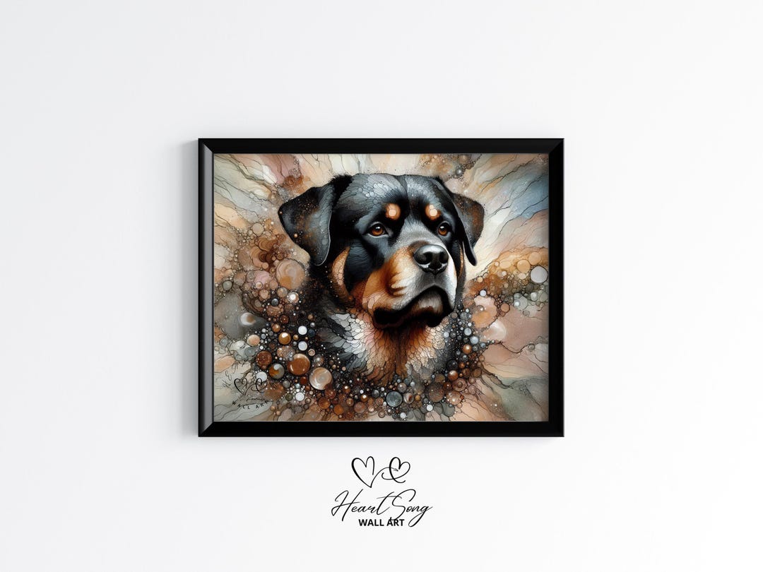 Rottweiler Printable Dog Painting, Rustic Abstract Wall Art in Abstract ...