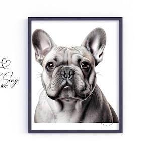 French Bulldog Cottagecore Print – Moody Vintage Dog Sketch, Warm Neutral Rustic Country Wall Decor V460
