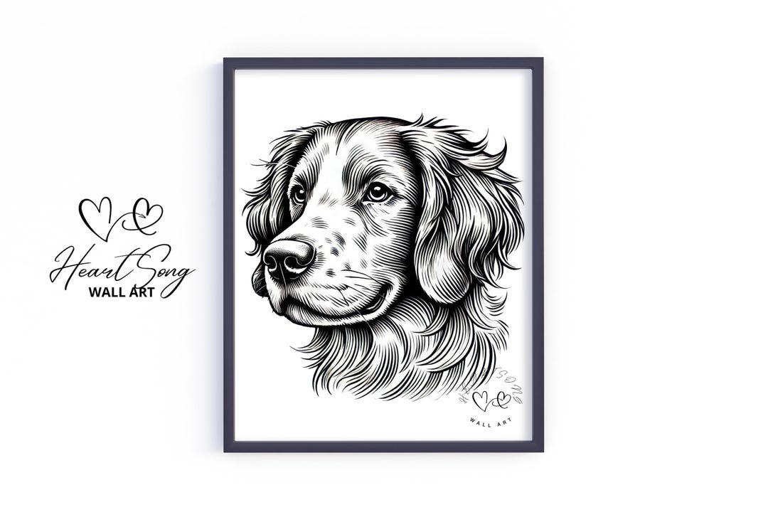 Brittany Spaniel Dog Sketch Print - Moody Black and White Dog Art ...