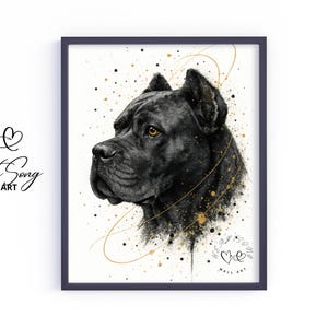 Cane Corso Dog Wall Art - Moody Earthy Splatter Style, Rustic Printable Dog Painting, Digital Decor for Pet Lovers, Neutral Colors 797