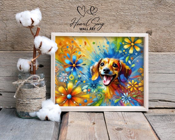 Impressão de arte de parede de cachorro Dachshund retrato de - Main Image