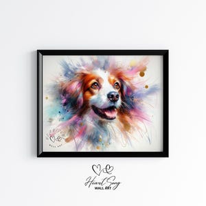 Brittany Spaniel Printable Dog Art - Colorful Watercolor Pet Portrait, Abstract Dog Painting, Contemporary Animal Wall Art, Digital Print 35