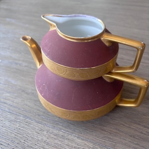 Antique B & Co France Porcelain Set | White’s Art Co Chicago Hand Painted | Limoges French Porcelain | Burgundy Gold