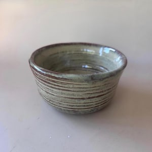 Hand Thrown Stoneware Catch All Bowl, Sage Green Glaze, Rust Brown Clay, Signed Kylie Pottery Gift