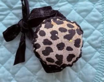 Handmade Reclaimed Fabric Wrist Pincushion, Leopard Print Sewing Accessory