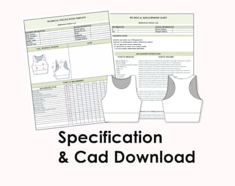 Sports Crop Top Pack Template Excel | CAD Flats, Spec Sheet (Digital Download)