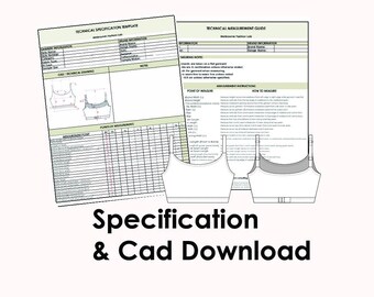Sports Bra Top Pack Template Excel | CAD Flats, Spec Sheet (Digital Download)