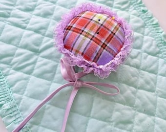 Handmade Tartan Wrist Pincushion, Reclaimed Fabric Sewing Accessory