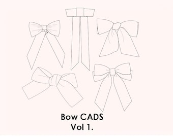 Bow Cad Pack Vol.1 | Editable Vector Ribbon Designs | AI & PNG Files | Fashion Tech Pack Elements | Bows