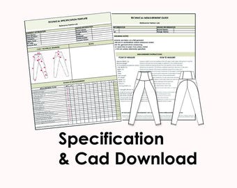 Panel Leggings Tech Pack Template | Activewear CAD Flats, Excel Spec Sheet