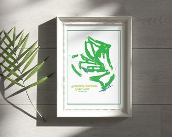 Impresión del mapa nacional de Augusta: póster del Masters de golf, arte con mapa de campos de golf, decoración de golf, regalo de golf para el Día del Padre, arte mural de Augusta