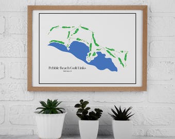 Pebble Beach Golf Course Map Print – Pebble Beach Golf Poster, Monterey California Art, Golf Decor, Gift for Golfer, Golf Wall Art Print