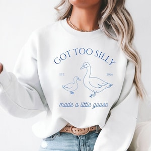 Got Too Silly, Made a Little Goose Cute Pregnancy Announcement PNG SVG in Pink and Blue, Digital Download Cut File