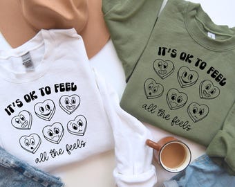 Está bien sentir todas las emociones PNG SVG, la salud mental importa, sentimientos Png, corazones lindos, ideas para camisetas de salud mental, está bien Png