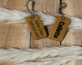 Set of 3 Personalized and Engraved Bamboo Luggage/Bag Tags