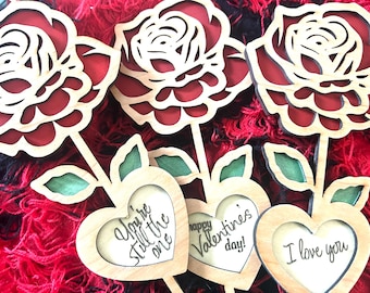 Personalized Wooden Rose | Engraved Heart, Valentine's Day Gift