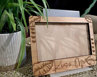 Kiss Me Wooden Picture Frame • Valentine’s Day Decor