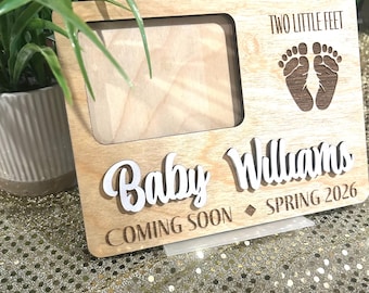 Personalized Sonogram Picture Frame • Engraved Birch, Baby Announcement