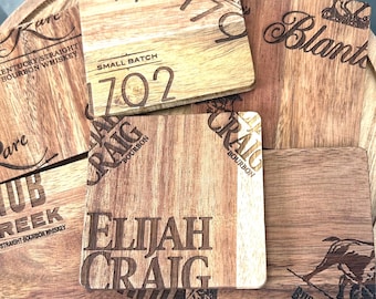 Rustic Wooden Bourbon Coaster Sets