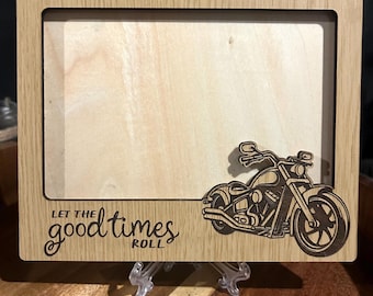 Engraved Motorcycle Photo Frame | Let the Good Times Roll, Oak MDF Keepsake