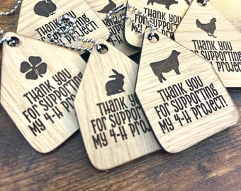 Personalized 4-H Livestock Buyer Thank You Keychain | Custom Engraved Wood Tag