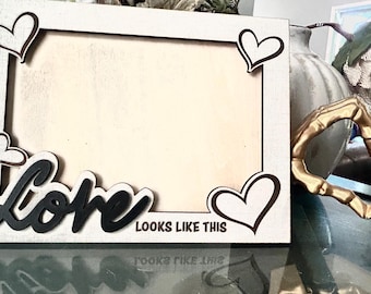 Layered Wooden Picture Frame: "Love Looks Like This" 5x7 Photo Display