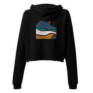 Cropped Hoodie, Earth Tone Hoodie, Modern Graphic Hoodie, Nature Inspired Clothing, Trendy Loungewear, Women’s Casual Style