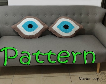Evil Eye Crochet Pillow Pattern - Boho Home Decor PDF, Lucky Amulet