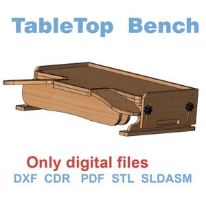 Piano di lavoro pronto per il montaggio, banco da orologiaio, creazione di gioielli, tavolo da lavoro regolabile in altezza, progetto CNC DXF, CBR, STL, PDF