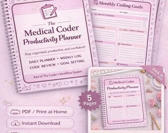 Medical Coding Planner | Daily & Weekly WQ Tracker | Coding Study / Audit Log | CPC Exam Prep Printable | Instant Download