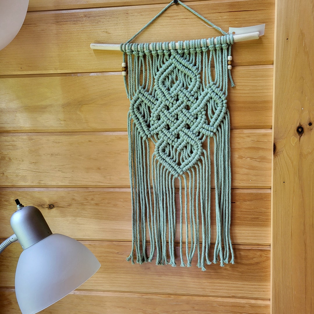 Sage Green Celtic Knot Macrame Wall Hanging | Boho Wall Decor - Etsy