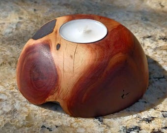 Beautiful manzanita tea light with free candle.