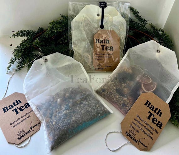 Handmade Herbal Bath Tea with Epsom Salt & Shimmering Mica | Natural Flower Bath Soak