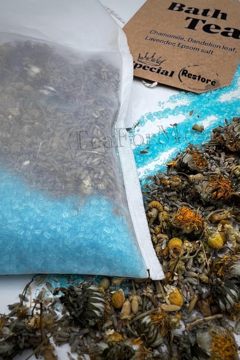 Handmade Herbal Bath Tea with Epsom Salt & Shimmering Mica | Natural Flower Bath Soak image 7