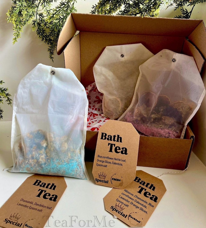 Handmade Herbal Bath Tea with Epsom Salt & Shimmering Mica | Natural Flower Bath Soak image 16