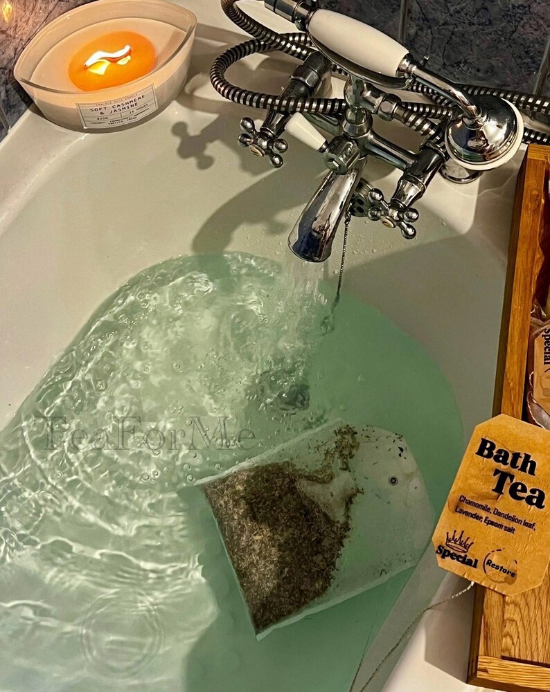 Handmade Herbal Bath Tea with Epsom Salt & Shimmering Mica | Natural Flower Bath Soak image 9