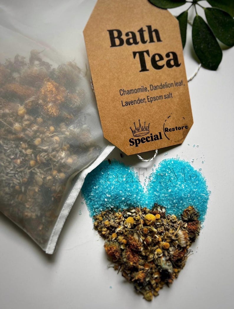 Handmade Herbal Bath Tea with Epsom Salt & Shimmering Mica | Natural Flower Bath Soak image 8