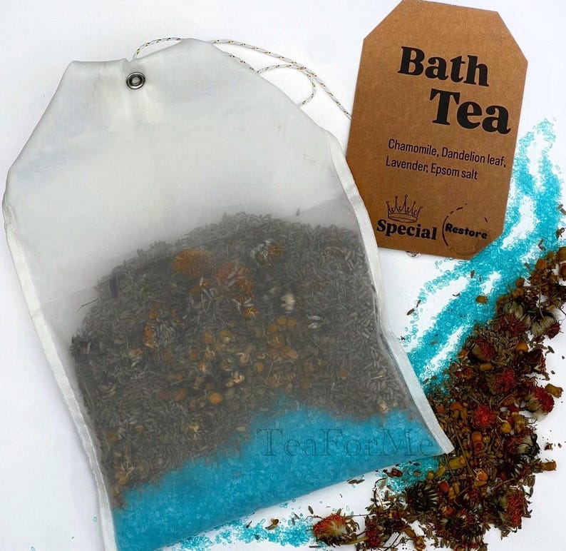 Handmade Herbal Bath Tea with Epsom Salt & Shimmering Mica | Natural Flower Bath Soak image 6