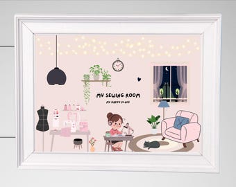 Sewing Room Cute Digital Print