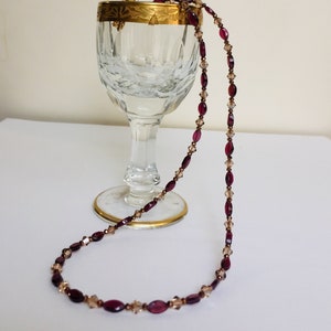 Garnet Oval and Swarovski Crystal Necklace