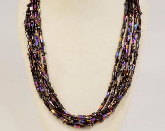 Czech Glass Bead 5-Strand Necklace with Copper Cones and Clasp