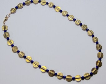 Lapis Lazuli and Brass Cleopatra Necklace