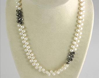 Cultured Pearl and Pyrite Necklace